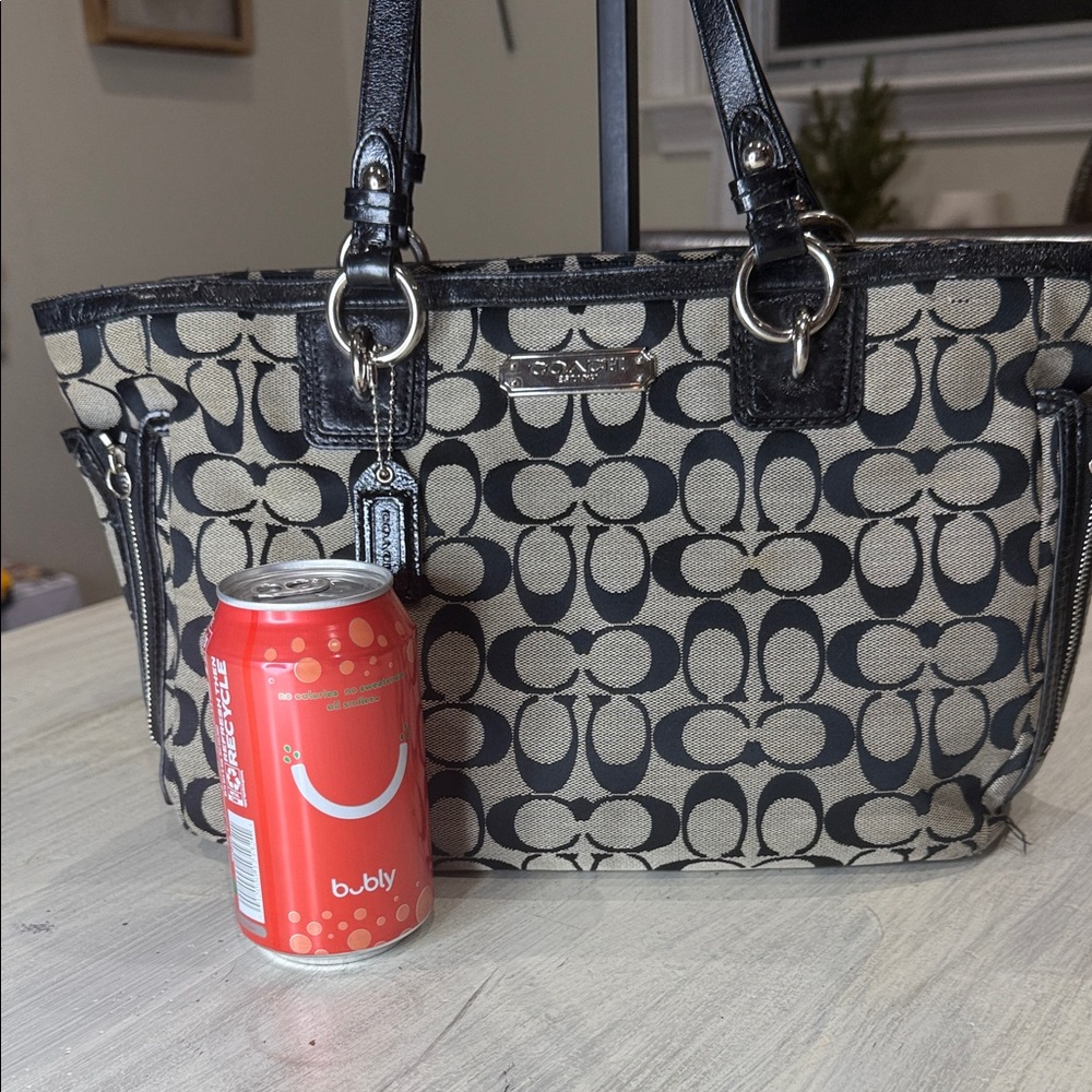 Coach Black and Tan Signature Tote - Picture 9 of 13